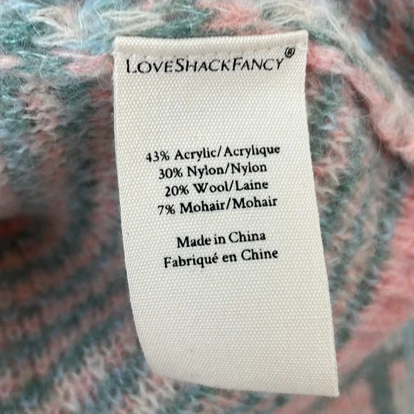 Love Shack Fancy Jeeves Plaid Button Down Wool Cardigan NWT Small Pink Preppy - Picture 7 of 10